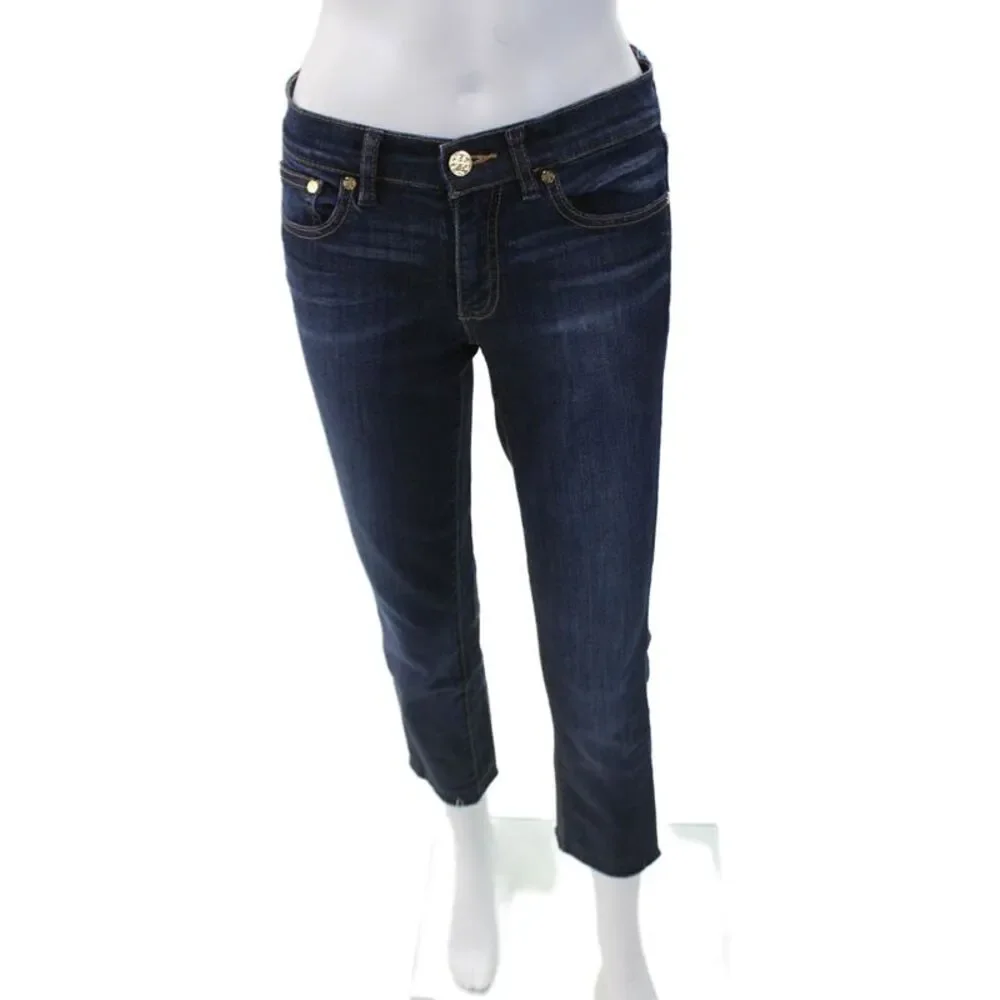 Tory Burch Womens Zipper Fly Mid Rise Super Skinny Jeans Blue Denim Size 26
